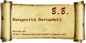 Benyovits Bernadett névjegykártya